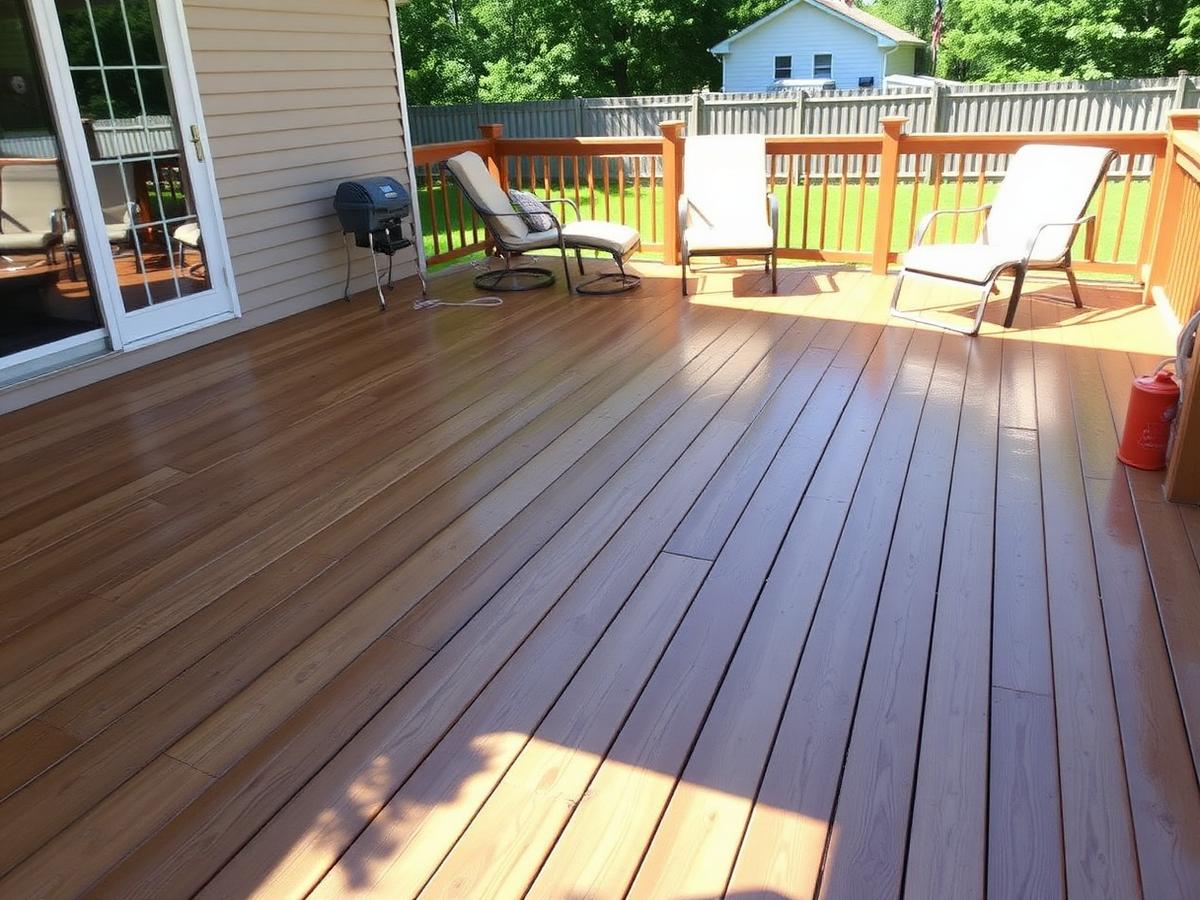 Wood deck cleaned by a local pressure washing company in Starkville, Mississippi